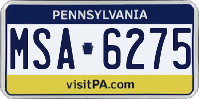PA license plate MSA6275