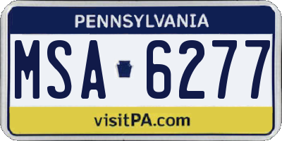 PA license plate MSA6277