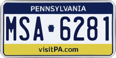 PA license plate MSA6281
