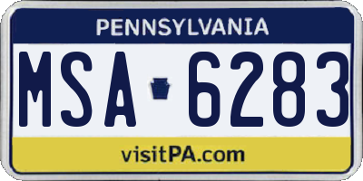 PA license plate MSA6283