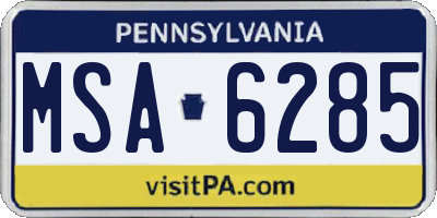 PA license plate MSA6285