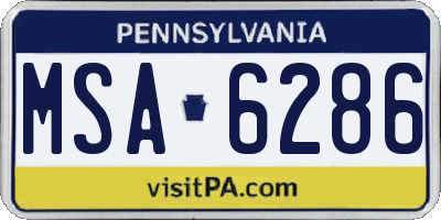 PA license plate MSA6286