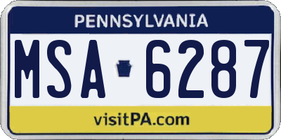 PA license plate MSA6287