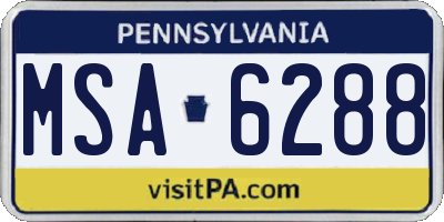 PA license plate MSA6288