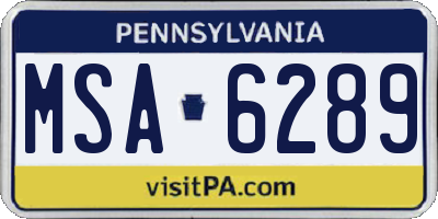PA license plate MSA6289
