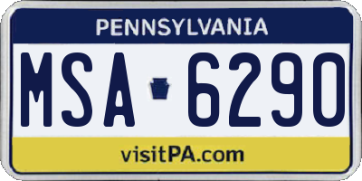 PA license plate MSA6290
