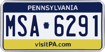 PA license plate MSA6291