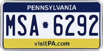 PA license plate MSA6292