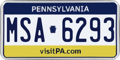 PA license plate MSA6293