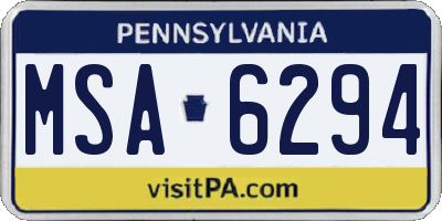 PA license plate MSA6294