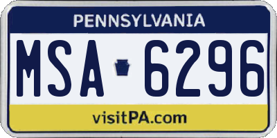 PA license plate MSA6296