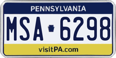 PA license plate MSA6298