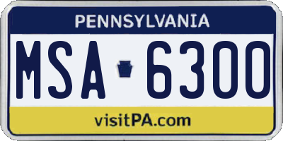 PA license plate MSA6300