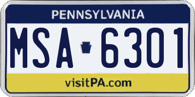 PA license plate MSA6301