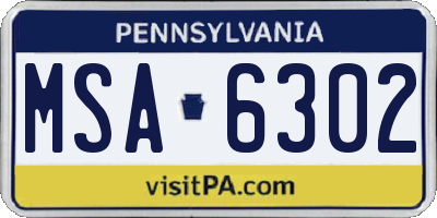 PA license plate MSA6302