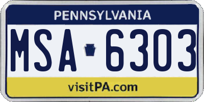 PA license plate MSA6303