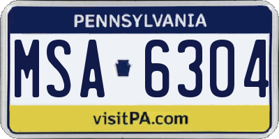 PA license plate MSA6304