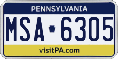PA license plate MSA6305