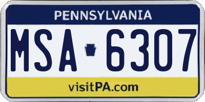 PA license plate MSA6307