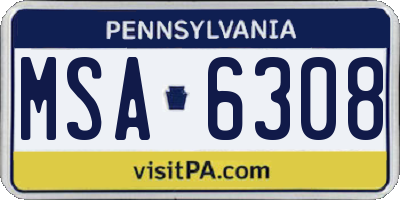 PA license plate MSA6308
