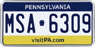 PA license plate MSA6309