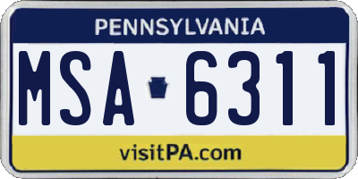 PA license plate MSA6311