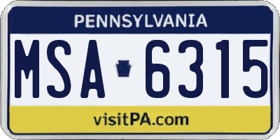 PA license plate MSA6315