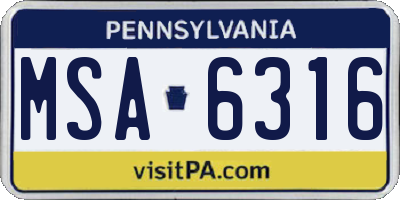 PA license plate MSA6316