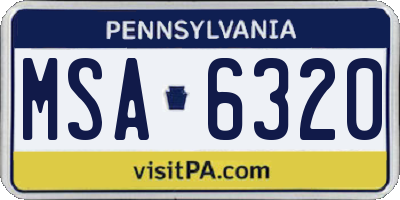 PA license plate MSA6320