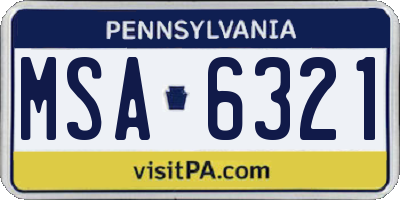 PA license plate MSA6321
