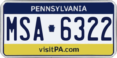 PA license plate MSA6322