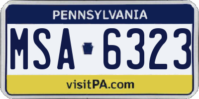 PA license plate MSA6323