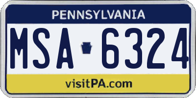PA license plate MSA6324