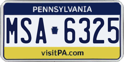 PA license plate MSA6325