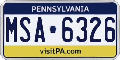 PA license plate MSA6326