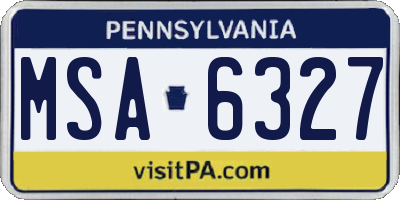 PA license plate MSA6327