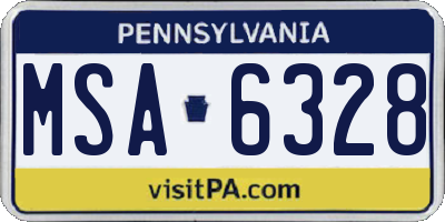 PA license plate MSA6328