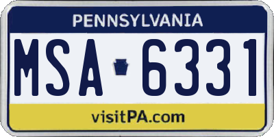 PA license plate MSA6331