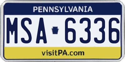 PA license plate MSA6336
