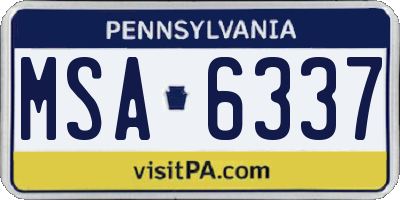 PA license plate MSA6337