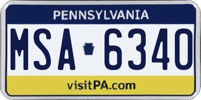 PA license plate MSA6340