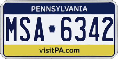 PA license plate MSA6342