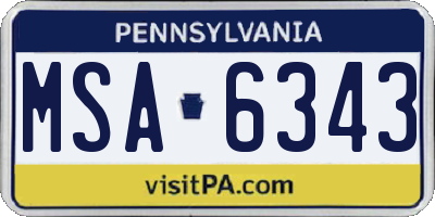 PA license plate MSA6343