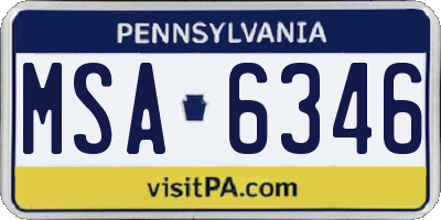 PA license plate MSA6346