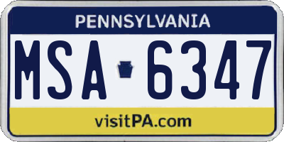 PA license plate MSA6347