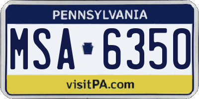 PA license plate MSA6350