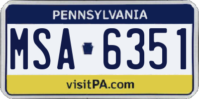 PA license plate MSA6351