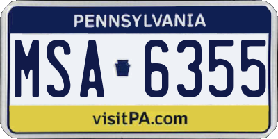 PA license plate MSA6355