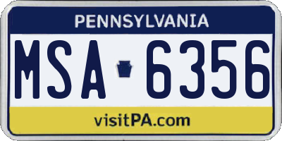 PA license plate MSA6356