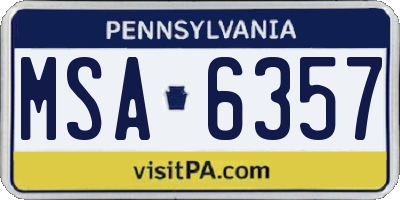 PA license plate MSA6357